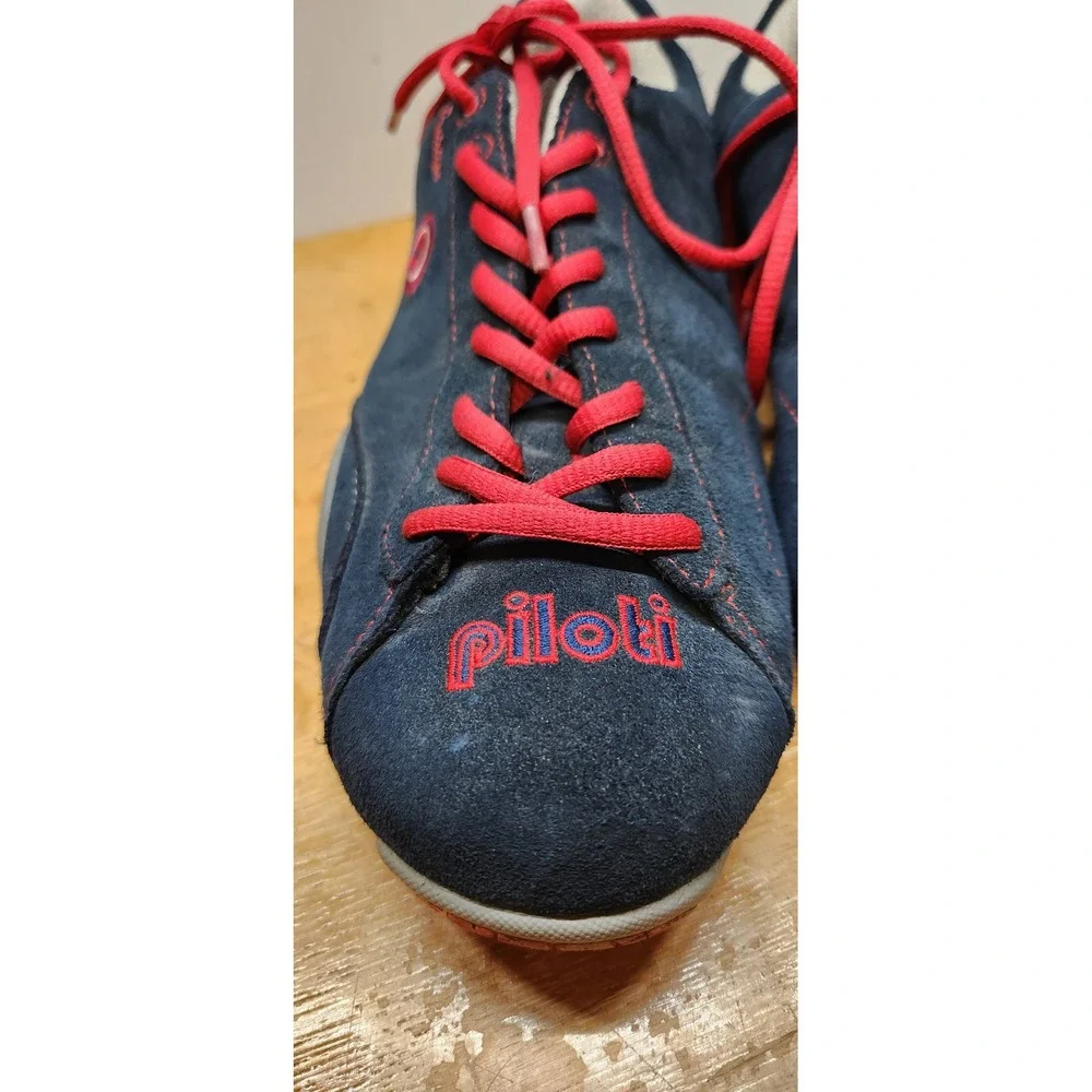 Piloti Prototipo Navy Blue Suede Red Driving Shoes Mens Sneakers Low Top